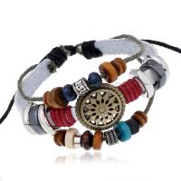 Wrap Bracelets, Cowhide, with Linen & Zinc Alloy, plated, multilayer & Unisex 6mm Approx 6.7 Inch 