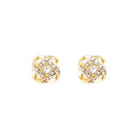 Zinc Alloy Rhinestone Stud Earring, high quality plated, fashion jewelry & for woman & with rhinestone, golden 