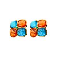 Resin Zinc Alloy Earring, with Resin, fashion jewelry & for woman & with rhinestone 