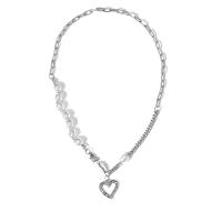 Collier de perles en plastique, alliage de zinc, avec perle de plastique, poli, bijoux de mode & styles différents pour le choix & pour femme, argent, Vendu par PC