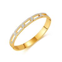 Brazalete del acero inoxidable, acero inoxidable 304, Recubrimiento iónico al vacío, Joyería & micro arcilla de zirconia cúbica & para mujer, más colores para la opción, 7*170mm, Vendido por UD