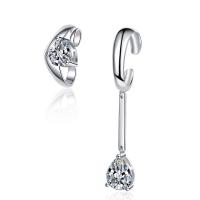 Boucles d'oreilles asymétriques, laiton, bijoux de mode & pavé de micro zircon & pour femme, 22mm,48mm, Vendu par paire