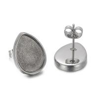 Stainless Steel Earring Stud Component, 304 Stainless Steel, Teardrop, Vacuum Ion Plating, DIY 