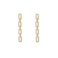 Iron Drop Earring, Geometrical Pattern, gold color plated & for woman & hollow 