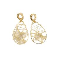 Boucle d'oreille de goutte en fer, Placage de couleur d'or, styles différents pour le choix & pour femme & creux, 17-60mm, Vendu par paire