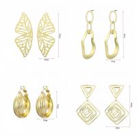 Boucle d'oreille de goutte en fer, Placage de couleur d'or, styles différents pour le choix & pour femme & creux, 15-63mm, Vendu par paire