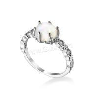 Anneau de cuivre de Zircon, laiton, avec zircon cubique & résine, Rond, Plaqué de platine, bijoux de mode & normes différentes pour le choix & pour femme, blanc, Vendu par PC