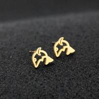 Stainless Steel Stud Earring, 304 Stainless Steel, Fish, Vacuum Plating, fashion jewelry & for woman & hollow, golden Approx 