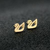 Stainless Steel Stud Earring, 304 Stainless Steel, Swan, Vacuum Plating, fashion jewelry & for woman & hollow, golden Approx 