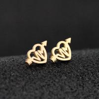 Stainless Steel Stud Earring, 304 Stainless Steel, Heart, Vacuum Plating, fashion jewelry & for woman & hollow, golden Approx 