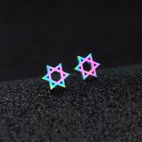 Stainless Steel Stud Earring, 304 Stainless Steel, Hexagram, Vacuum Plating, fashion jewelry & for woman & hollow, multi-colored, 10mm, Approx 