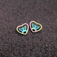 Stainless Steel Stud Earring, 304 Stainless Steel, Heart, Vacuum Plating, fashion jewelry & for woman & hollow, multi-colored Approx 