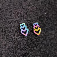 Stainless Steel Stud Earring, 304 Stainless Steel, Heart, Vacuum Plating, fashion jewelry & for woman & hollow, multi-colored Approx 