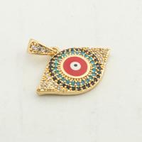 Moda Mal Ojo Pendiente, metal, color del oro de la alta calidad chapado, Bricolaje & micro arcilla de zirconia cúbica, 22x23x2mm, agujero:aproximado 0.3mm, Vendido por UD