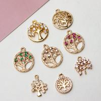 Rhinestone Brass Pendants, gold color plated, fashion jewelry & with rhinestone & hollow 