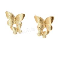 Pendientes de Perno de Aleación de Zinc, metal, Mariposa, chapado en color dorado, Joyería & para mujer, 33x39mm, Vendido por Par