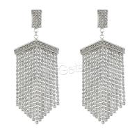 Fashion Fringe Earrings, Eisen, plattiert, Modeschmuck & mit Strass, keine, 38x62mm, verkauft von Paar