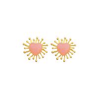 Pendientes de Perno de Aleación de Zinc, Corazón, chapado en color dorado, Joyería & para mujer, Rosado, 38x39mm, Vendido por Par