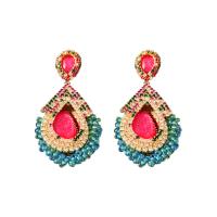 Glass Seed Beads Earring, Zinc Alloy, with Seedbead & Acrylic, fashion jewelry & for woman & with rhinestone 