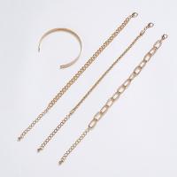 Zinc Alloy Bracelet Set, gold color plated, 4 pieces & fashion jewelry & for woman, golden 