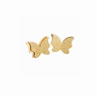 Stainless Steel Stud Earring, 304 Stainless Steel, Butterfly, Vacuum Plating, fashion jewelry & for woman & frosted, golden 