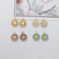 Zinc Alloy Enamel Pendants, Flower, gold color plated, DIY Approx 