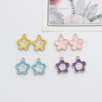 Zinc Alloy Enamel Pendants, Flower, gold color plated, DIY Approx 