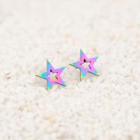 Stainless Steel Stud Earring, 304 Stainless Steel, Star, Vacuum Plating, fashion jewelry & for woman & hollow, multi-colored, 10mm, Approx 