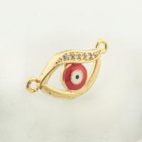 Evil Eye Jewelry Connector, Brass, high quality gold color plated, DIY & micro pave cubic zirconia Approx 0.2mm 