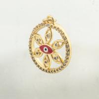 Moda Mal Ojo Pendiente, Plata de ley 925, chapado en color dorado, Bricolaje & micro arcilla de zirconia cúbica & hueco, 24x18x2mm, agujero:aproximado 0.3mm, Vendido por UD