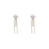 Boucle d'oreille goutte Zinc Alloy, alliage de zinc, avec Acrylique, fleur, Placage de couleur d'or, bijoux de mode & pour femme Vendu par paire