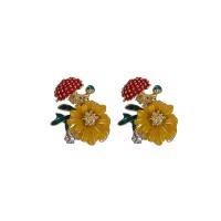 Cubic Zirconia Micro Pave Brass Earring, fashion jewelry & micro pave cubic zirconia & for woman, yellow 