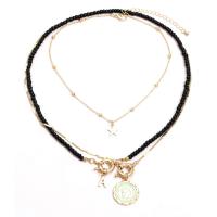 Collier de mode Multi couche, alliage de zinc, avec Seedbead, avec 7cm chaînes de rallonge, Placage de couleur d'or, trois pièces & bijoux de mode & pour femme, plus de couleurs à choisir cm, Vendu par fixé