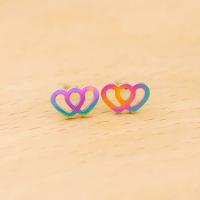 Stainless Steel Stud Earring, 304 Stainless Steel, Heart, Vacuum Plating, fashion jewelry & for woman & hollow, multi-colored Approx 