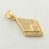 Zircon Micro Pave pendentif en argent sterling, Argent sterling 925, Losange, Placage de couleur d'or, DIY & pavé de micro zircon Environ 0.3mm, Vendu par PC