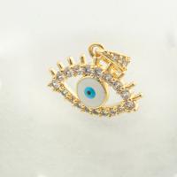 Mode Evil Eye Pendentif, Argent sterling 925, Placage de couleur d'or, DIY & pavé de micro zircon Environ 0.3mm, Vendu par PC