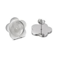 Stainless Steel Earring Stud Component, 304 Stainless Steel, Flower, DIY original color 