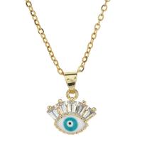 Collier Evil Eye bijoux, Acier inoxydable 304, avec 5cm chaînes de rallonge, Placage ionique sous vide, Style bohème & pour femme & émail & avec strass, plus de couleurs à choisir Environ 45 cm, Vendu par PC