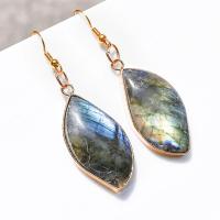 Gemstone Drop Earring, Iron, with Labradorite, Oval, fashion jewelry m. mm 