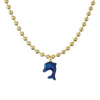 Brass Jewelry Necklace, with 5cm extender chain, Dolphin, plated, fashion jewelry & enamel cm 