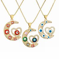 Collier Evil Eye bijoux, laiton, avec 5cm chaînes de rallonge, Placage, bijoux de mode & modèles différents pour le choix & émail & avec strass, plus de couleurs à choisir cm, Vendu par PC