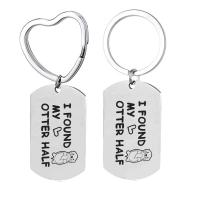 Stainless Steel Key Chain, 304 Stainless Steel, Unisex & with letter pattern, original color 