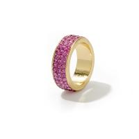 Anillo de dedo de aleación de Zinc, chapado en color dorado, Joyería & para mujer & con diamantes de imitación, Rosado, Vendido por UD