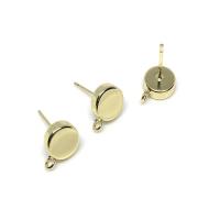 Brass Earring Stud Component, Vacuum Ion Plating, fashion jewelry & for woman, golden, 8mm 