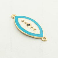 Evil Eye Jewelry Connector, Brass, high quality gold color plated, DIY & micro pave cubic zirconia Approx 0.1mm 