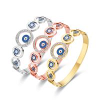 Evil Eye Schmuck Armband, Titanstahl, blöser Blick, Vakuum-Ionen-Beschichtung, für Frau & Emaille & mit Strass, keine, Innendurchmesser:ca. 48x58mm, verkauft von PC