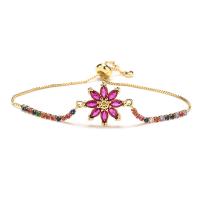 Cubic Zirconia Micro Pave Brass Bracelet, Flower, plated, fashion jewelry & micro pave cubic zirconia 25mm cm 