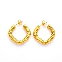 Boucles d'oreilles en acier titane, Plaqué d'or, bijoux de mode & pour femme Vendu par paire