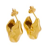 Boucles d'oreilles en acier titane, Plaqué d'or, bijoux de mode & pour femme Vendu par paire