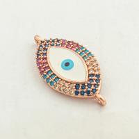 Evil Eye Jewelry Connector, Brass, high quality gold color plated, DIY & micro pave cubic zirconia Approx 0.1mm 